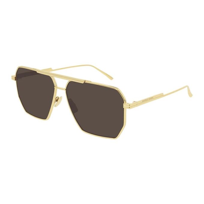 Bottega Veneta Mens Minimalist Sunglasses-Gold