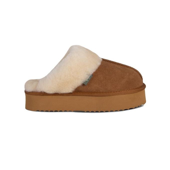 Cloud Nine Sheepskin Womens Platform Scuff-Chestnut