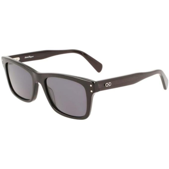 Salvatore Ferragamo Mens Rectangular Sunglasses-Matte Dark Rutherium