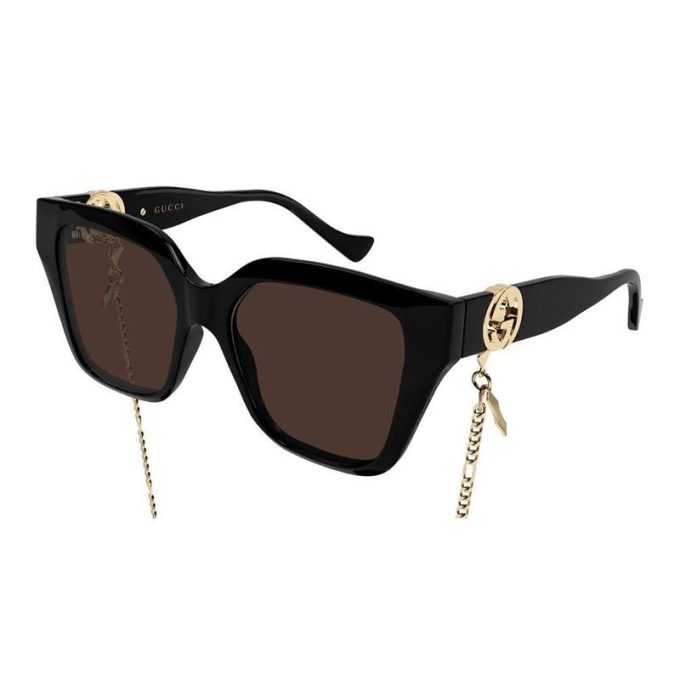 Gucci Sunglasses Womens Cat Eye Chain Sunglasses-Black